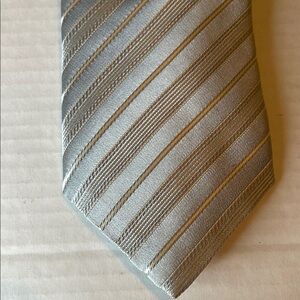 Canali Silver Silk Diagonal Striped Tie